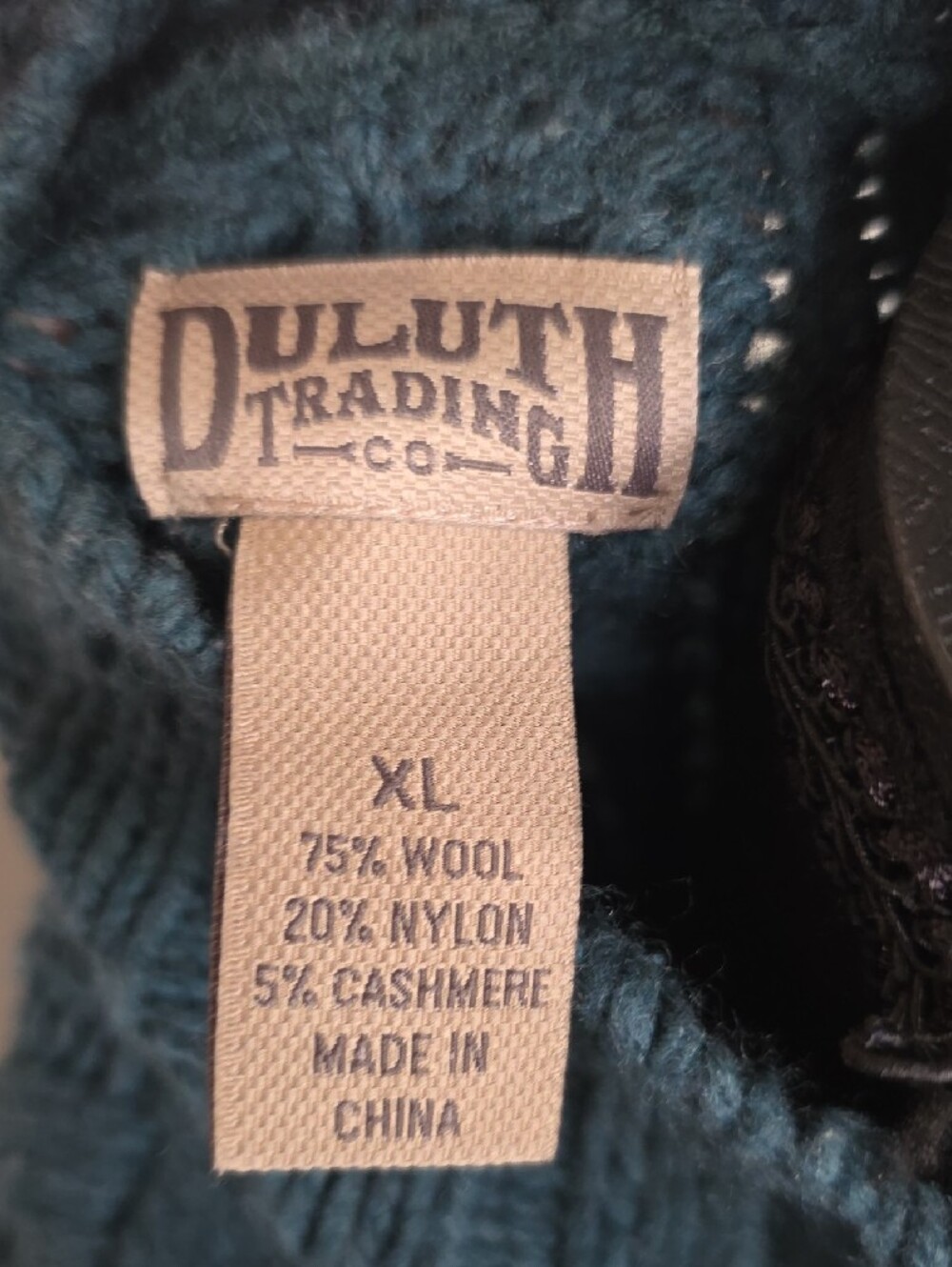Duluth Trading Co Teal Cable Knit Button-Up Wool/cashmere Cardigan XL - Picture 2 of 9